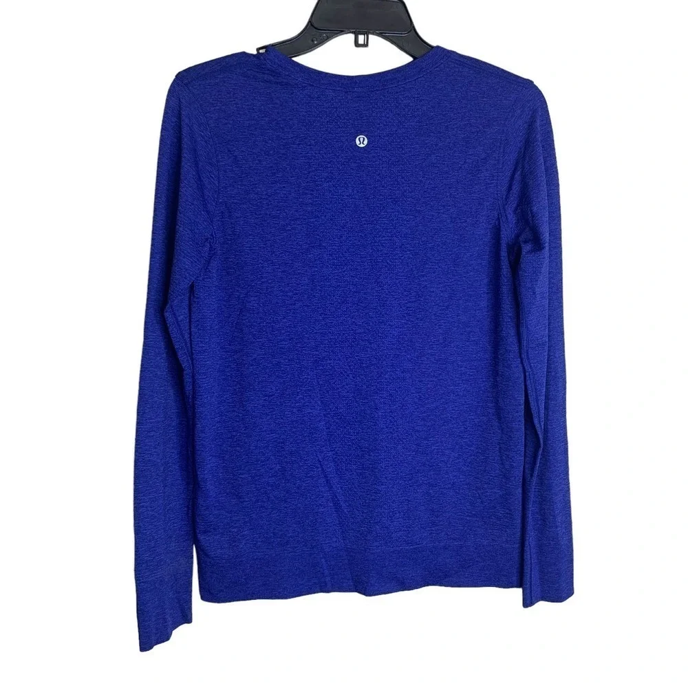 Lululemon Swiftly Tech Long Sleeve Crew Royal‎ Blue Heathered Workout Top sz 4